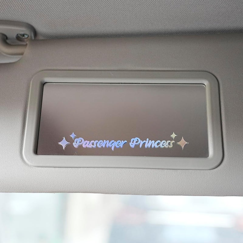 AMIORO 5 Pack Passenger Princess Stickers Funny Car Decal Accessories Rearview Mirror Window Sticker for Women (Holographic) - Image 1